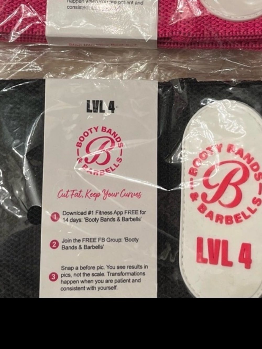 black & pink Resistance Booty Band (levels 3 & 4) set